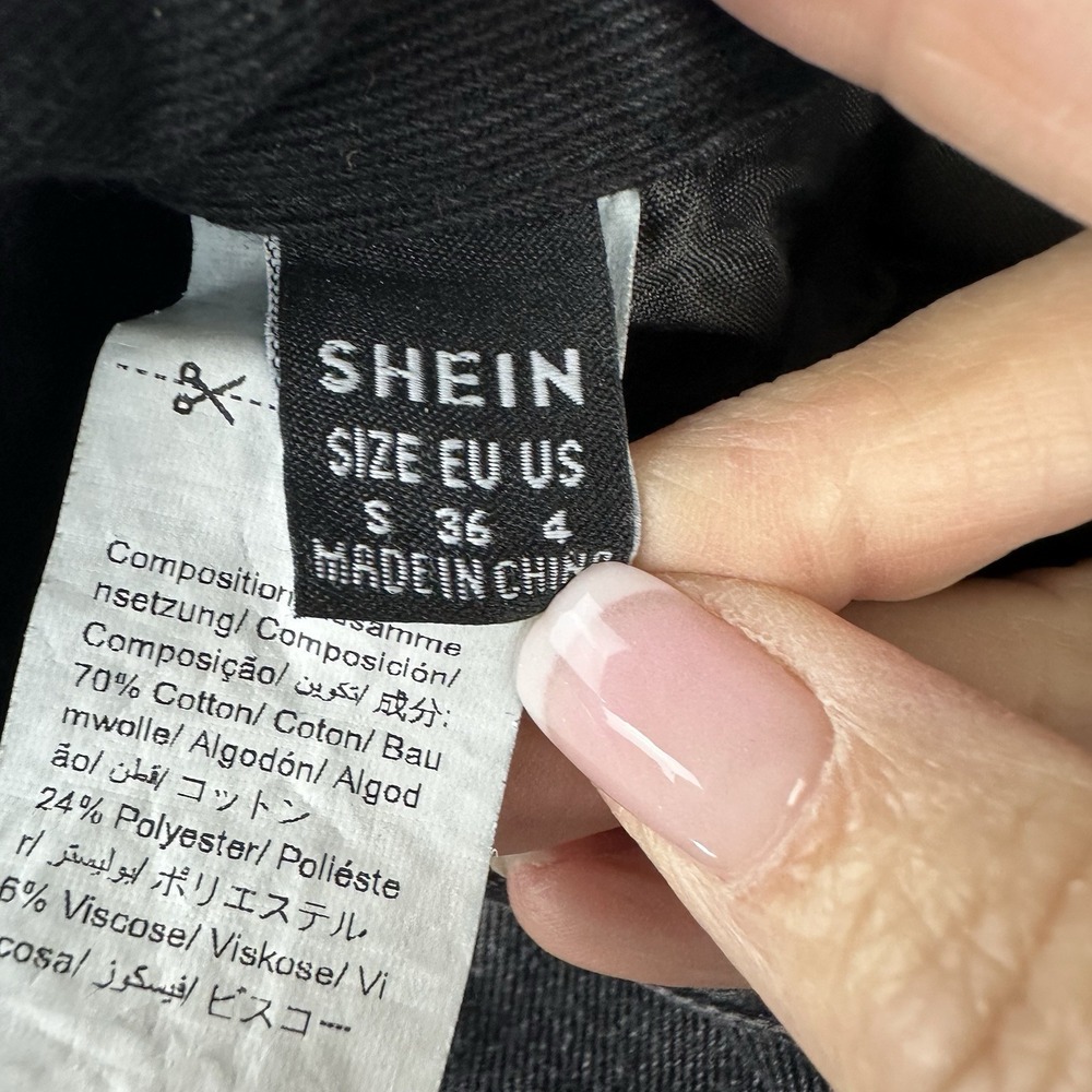 Shein Womens Black Washed Denim Skirt Small 4 Side Cargo Pockets‎ - Picture 10 of 13